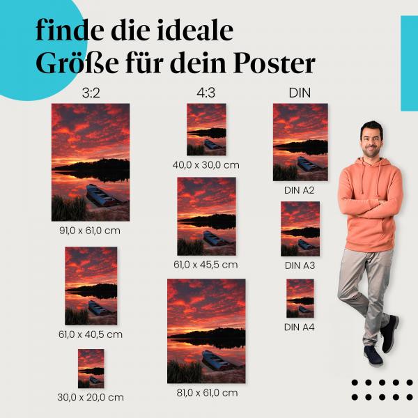 "Romantischer Sonnenuntergang am See": Poster - Idylle & Spiegelung