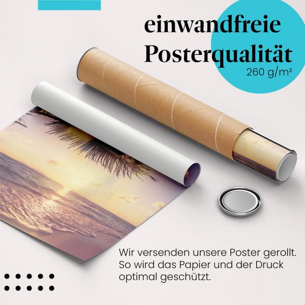 Gerolltes Poster "Sonnenuntergang am Meer". Entspannung & Meer, sicher verpackt.