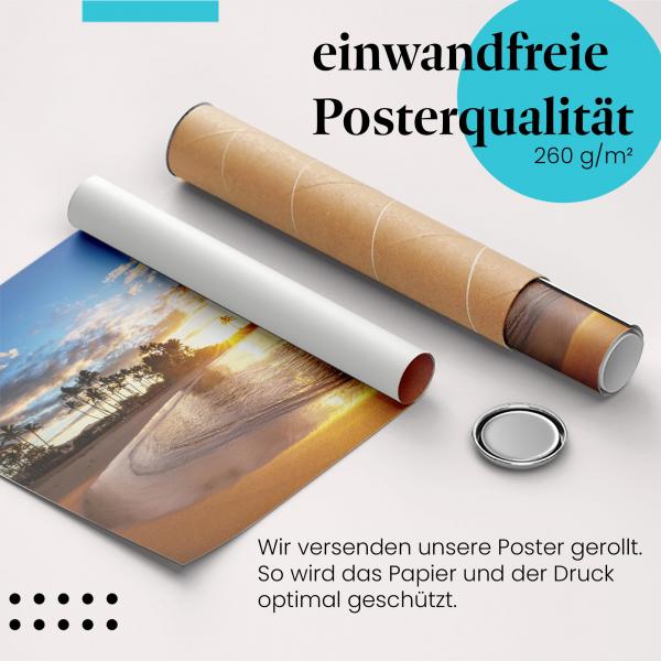 Gerolltes Poster "Sonnenuntergang am Strand" - Sommer & Entspannung, sicher verpackt.