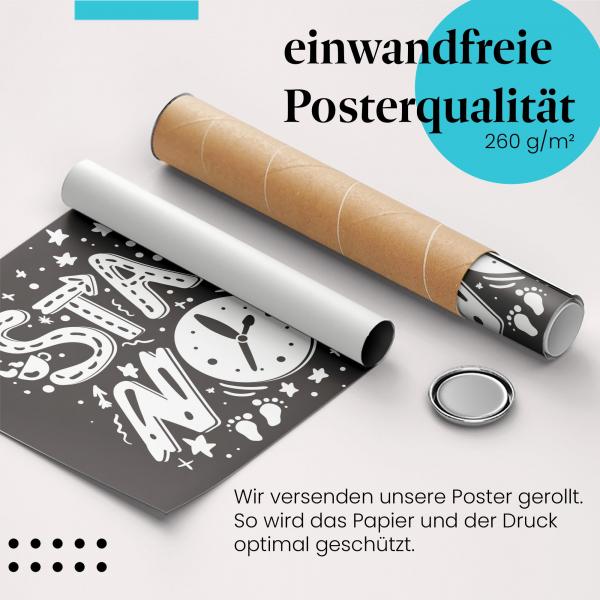 Gerolltes Poster "Start Now". Motivation & Ziele, sicher verpackt.