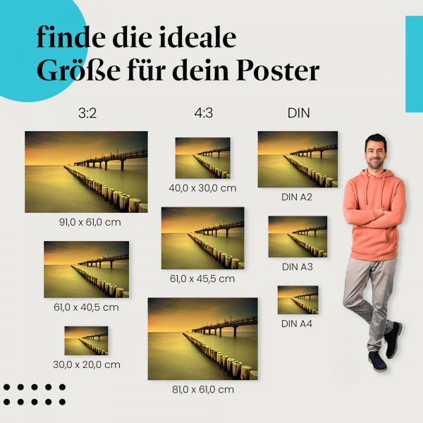 "Abendstimmung am Steg: Meerblick im goldenen Licht": Poster - Ruhe & Entspannung