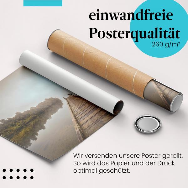 Gerolltes Poster "Nebel am See". Geheimnisvolle Natur, sicher verpackt.