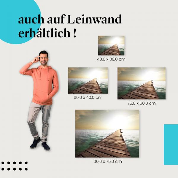 Leinwandbild "Steg ins Sonnenuntergang": Ruhe & Entspannung am Meer