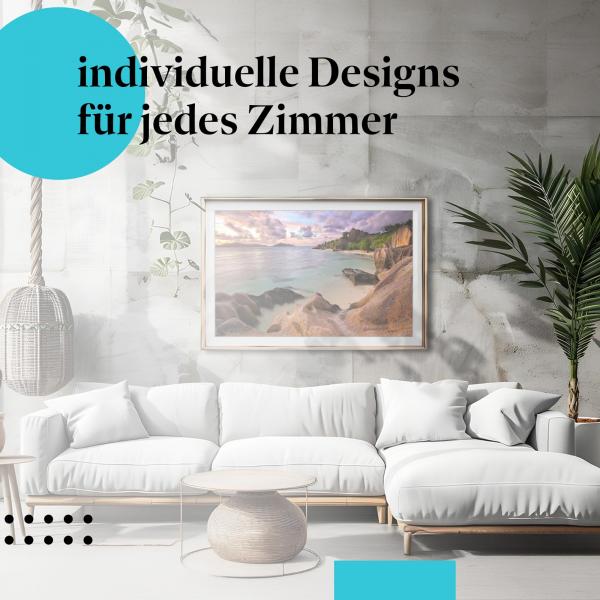 "Sonnenuntergang Seychellen" Poster: Urlaubsfeeling pur - auch für's Schlafzimmer!