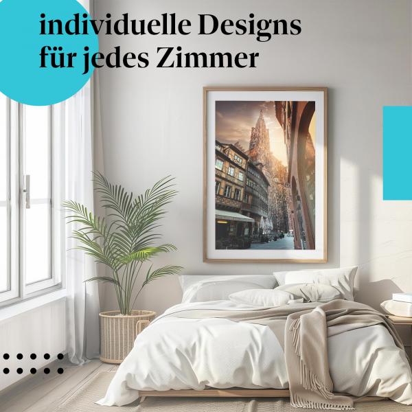 Schlafzimmer Deko: "Straßburg" Poster: Entdecken Sie die Schönheit des Elsass im Schlafzimmer.