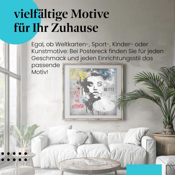 "Liebe ist die Antwort": Poster - Graffitikunst & Botschaft.