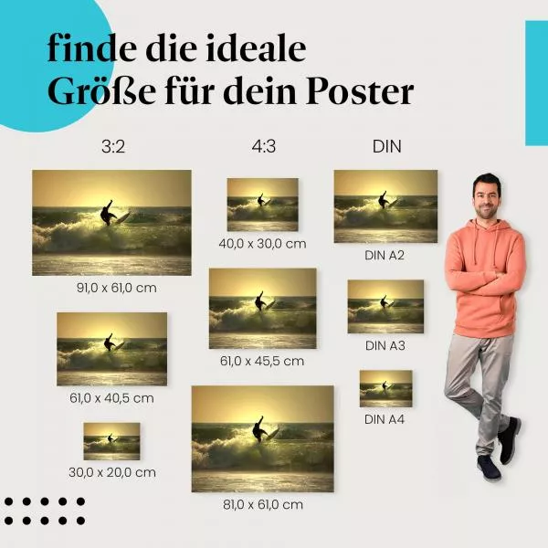 Surfer im Sonnenuntergang: Silhouette & Meer | Postereck 0187