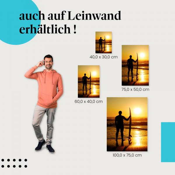 "Surfer bei Sonnenuntergang" Leinwandbild. Finde die ideale Größe für dein Zuhause & setze Akzente mit Kunst!