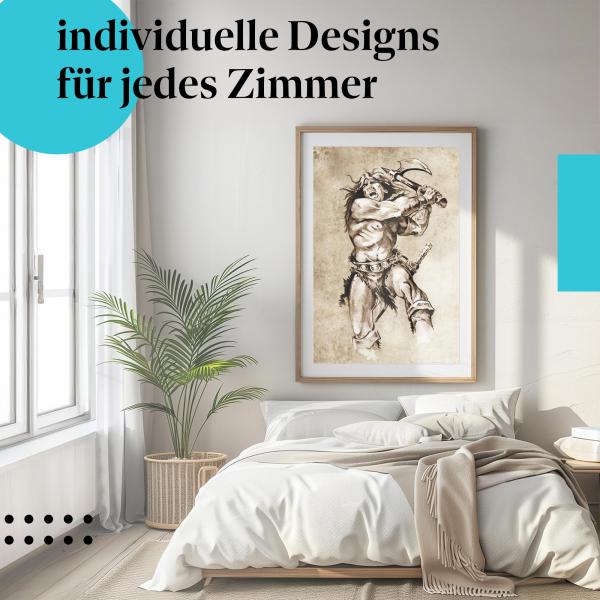 Schlafzimmer Deko: "Tätowierter Rücken" Poster. Wanddeko im modernen Schlafzimmer.