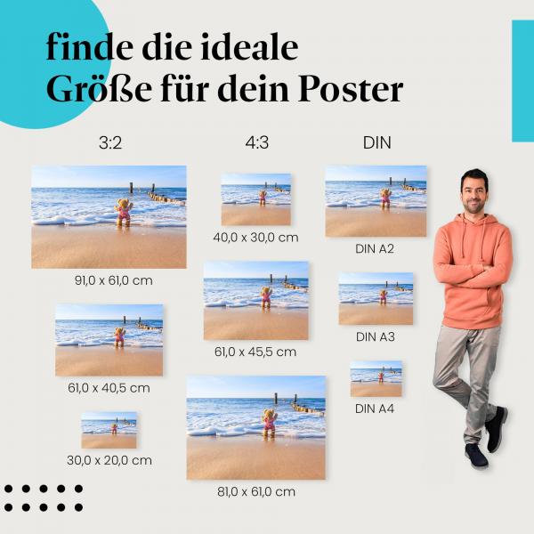 Teddybär, Poster: Strand, Meer, Urlaub, niedlich.