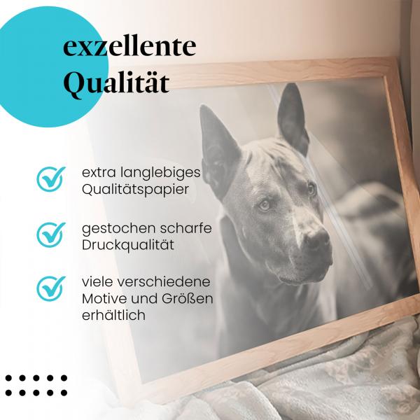 Leinwandbild "Thai Ridgeback": Schwarz-Weiß-Portrait - würdevoll & elegant.