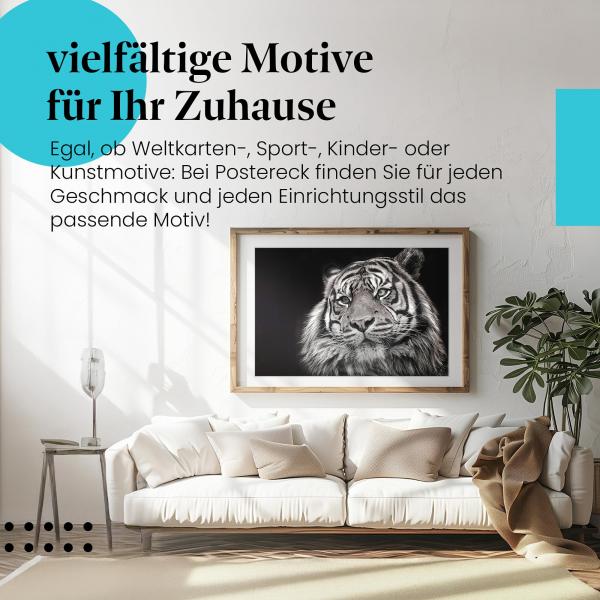 Wildnis im Blick: Kunstdruck "Tiger" - intensive Ausstrahlung für dein Wohnzimmer.