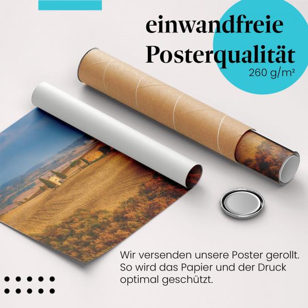 Gerolltes Poster "Toskana Landschaft". Italienisches Flair, sicher verpackt.