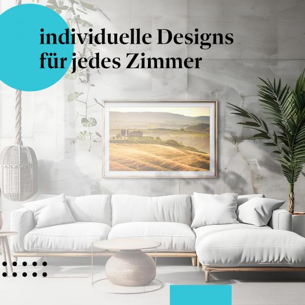 Schlafzimmer Deko: Toskana-Flair mit "Hügelige Landschaft" Poster