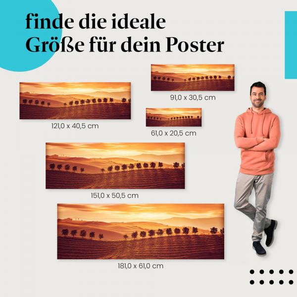 "Toskana bei Sonnenuntergang": Poster - Panorama & Silhouette