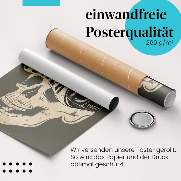 "Totenkopf": Gerolltes Poster, College, Basecap.