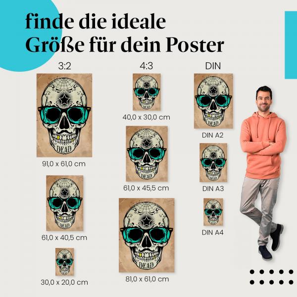 "Dead but Cool: Totenkopf mit Sonnenbrille": Poster - Design, Kunst & Style