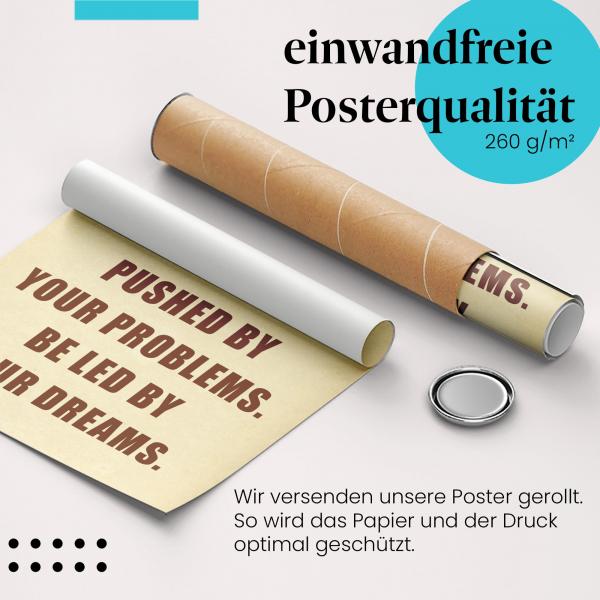 Gerolltes Poster "Träume als Wegweiser". Motivation & Orientierung, sicher verpackt.