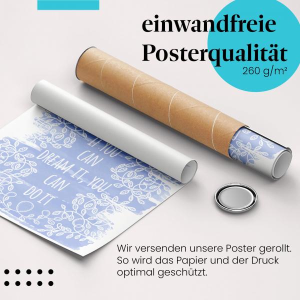 Gerolltes Poster "Verwirkliche deine Träume" - Motivation & Design, sicher verpackt.