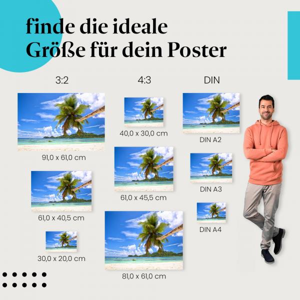 "Palmenparadies: Traumstrand auf den Seychellen": Poster - Seychellen & Urlaub