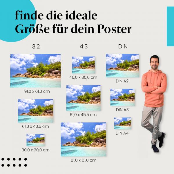 "Paradiesischer Strand auf den Seychellen": Poster - Traumstrand & Insel