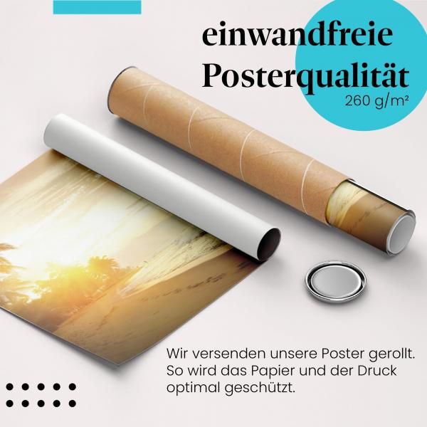 Gerolltes Poster "Sonnenuntergang am Strand". Strand & Meer, sicher verpackt.