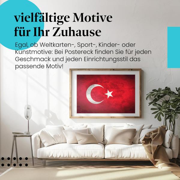 Leinwandbild "Türkische Flagge - Symbol der Türkei". Wanddeko für alle, die die Türkei lieben.