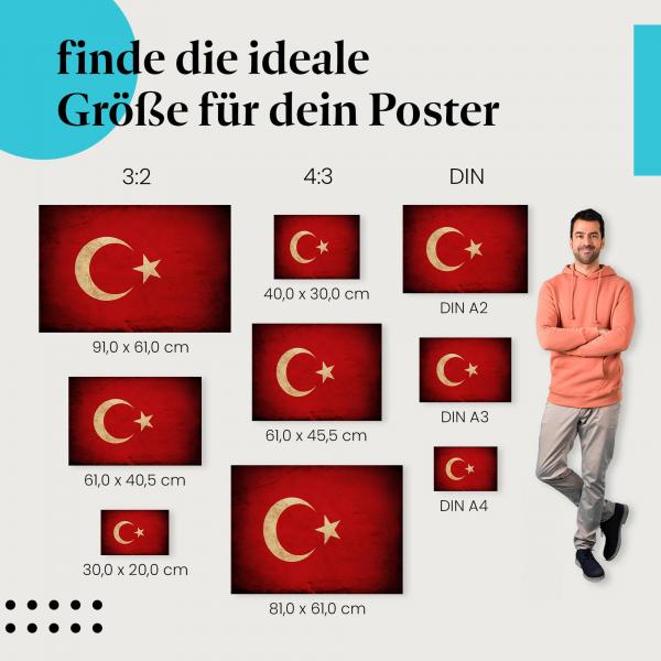 Türkei Flagge Poster: Used-Look - jetzt Postergröße wählen!