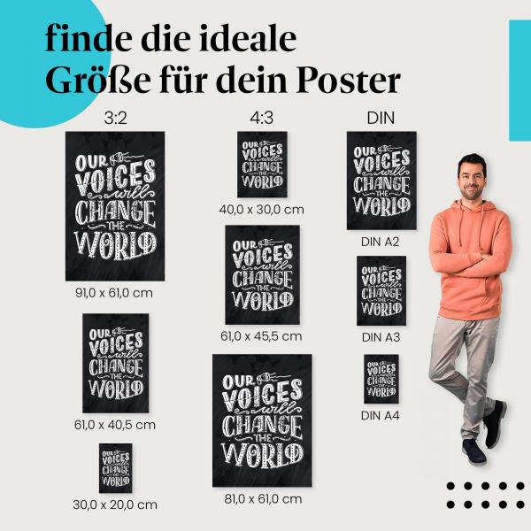 Typografie, Poster: "Our Voices...", Kreideschrift, schwarz.