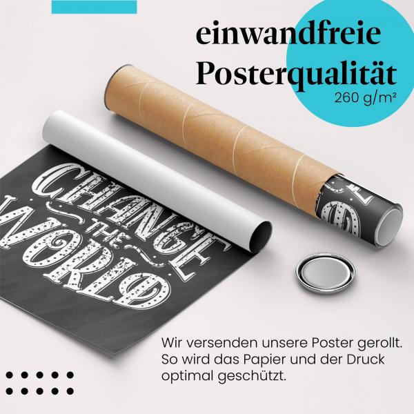 Gerolltes Poster "Our Voices". Gemeinschaft & Wandel, sicher verpackt.