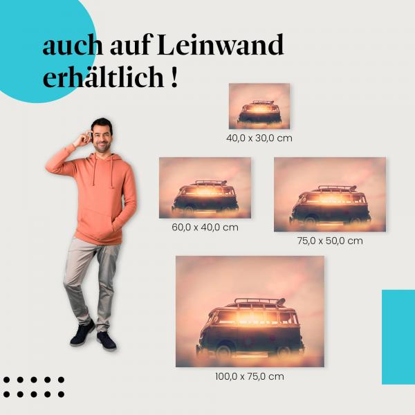 Van: Leinwandbild. Retro, Sonnenuntergang.