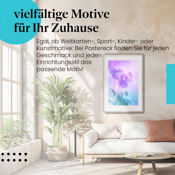 Dieses Leinwandbild mit der violetten Blume bringt Frühlingsgefühle in Ihr Zuhause.