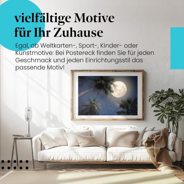 Leinwandbild "Vollmond": Palmen, Sterne & Milchstraße - ein faszinierender Nachthimmel.