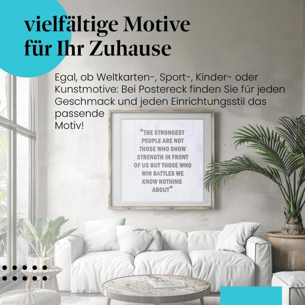 "Wahre Stärke": Poster mit Zitat - Inspiration & Motivation.