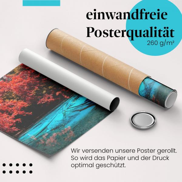 Gerolltes Poster "See im Dschungel". Exotische Natur, sicher verpackt.