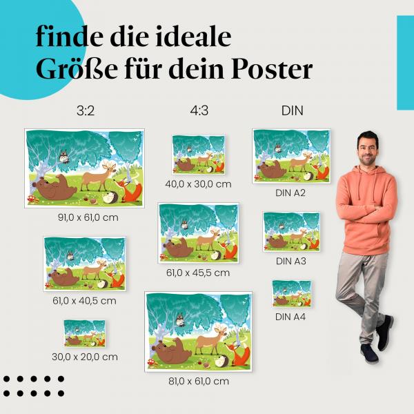 "Tierische Freunde im Wald": Poster mit niedlichen Illustrationen für Kinder