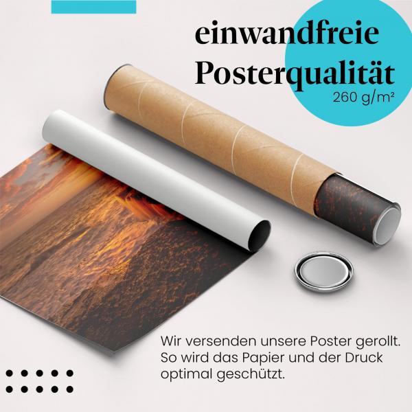 Gerolltes Poster "Wasserfall & Meer". Naturgewalt, sicher verpackt.