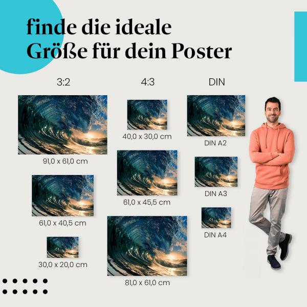 Welle im Goldenen Licht Poster: Sonnenuntergang Poster!