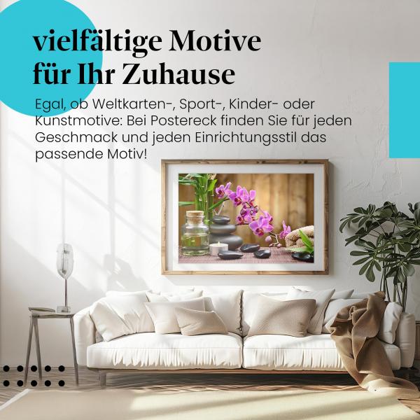 Leinwandbild "Wellness": Bambus, Orchidee, Massageöl - Entspannung & Harmonie.