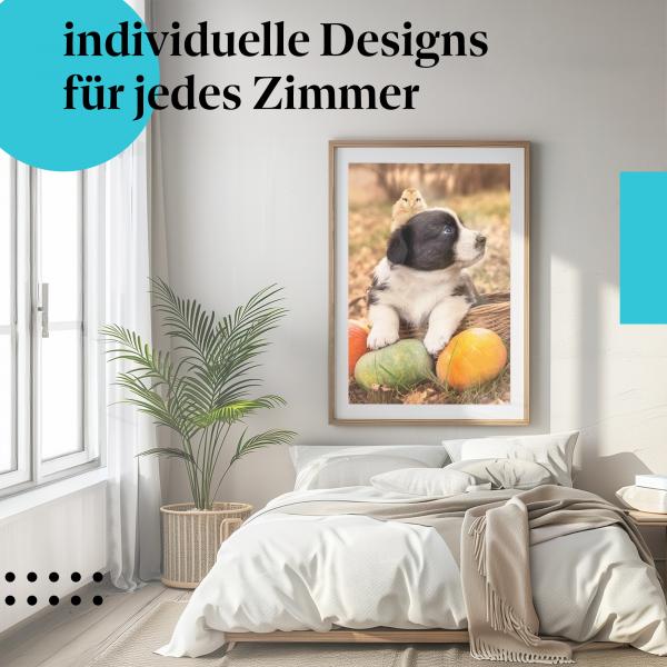 Schlafzimmer Deko: "Welpe" Poster: Ein herzerwärmendes Motiv - perfekt fürs Schlafzimmer.