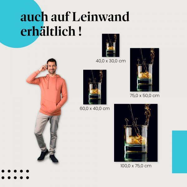 Whiskey: Leinwandbild. Eis, Dynamik, Genuss.