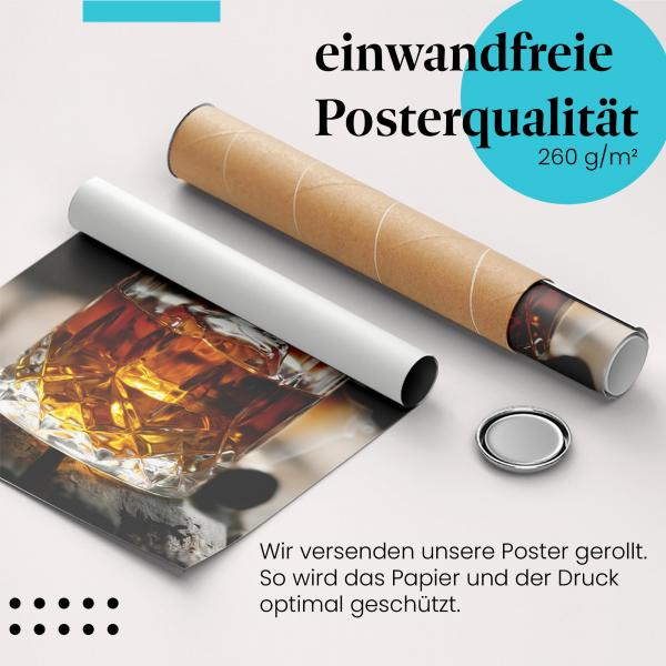 Gerolltes Poster "Whiskey & Rauch" - Männliche Atmosphäre, sicher verpackt.