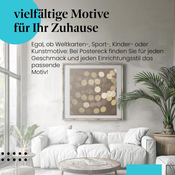 "Wunderbare Momente": Poster - Bokeh-Lichter - positiv & optimistisch.