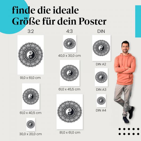 "Mandala Yin und Yang" Poster: In verschiedenen Grössen für mehr Harmonie in deinem Zuhause!