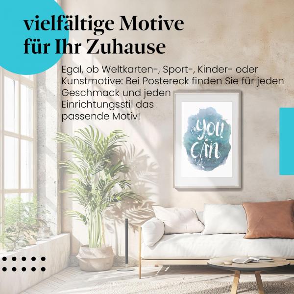 Leinwandbild "You Can": Aquarell Schriftzug - Inspiration & positive Energie.