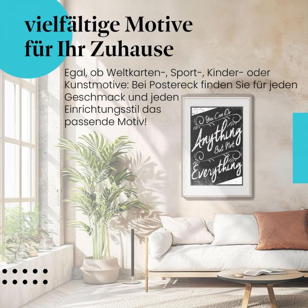 Stylisches Leinwandbild mit motivierendem Spruch: "You Can Do Anything". Perfekt für positive Energie!