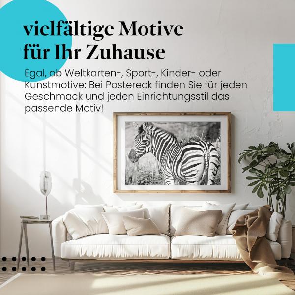 Faszination Wildlife: Dieses Leinwandbild mit dem Zebra ist ein Hingucker für alle, die die Schönheit der Natur lieben.