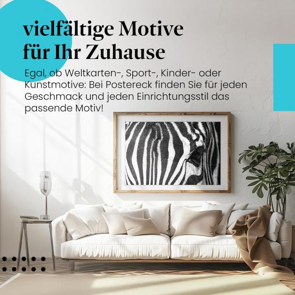 Leinwandbild "Zebraauge": Nahaufnahme, Streifen - faszinierendes Muster.