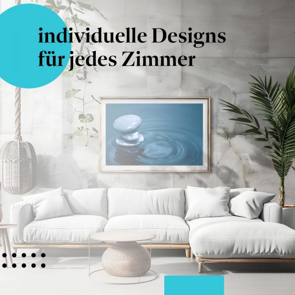 Zen-Poster: "Zen-Steine im Wasser" - Steinturm & Wellen