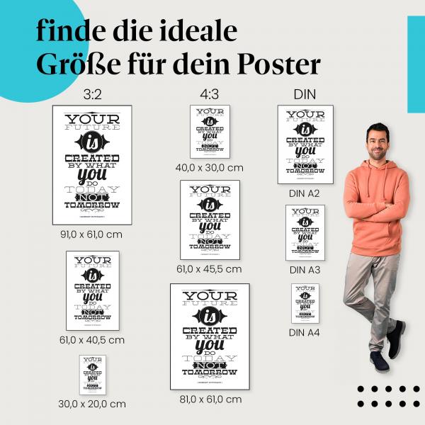 "Deine Zukunft gestalten: Heute ist entscheidend!": Poster mit Motivationsspruch